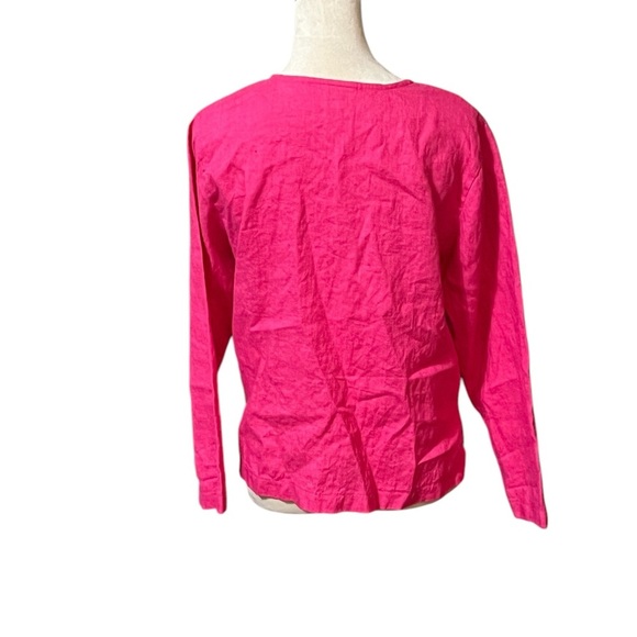 KATHLEEN SOMMERS Pure Linen Pink Top Button Up Sz S Made In USA - Picture 2 of 3